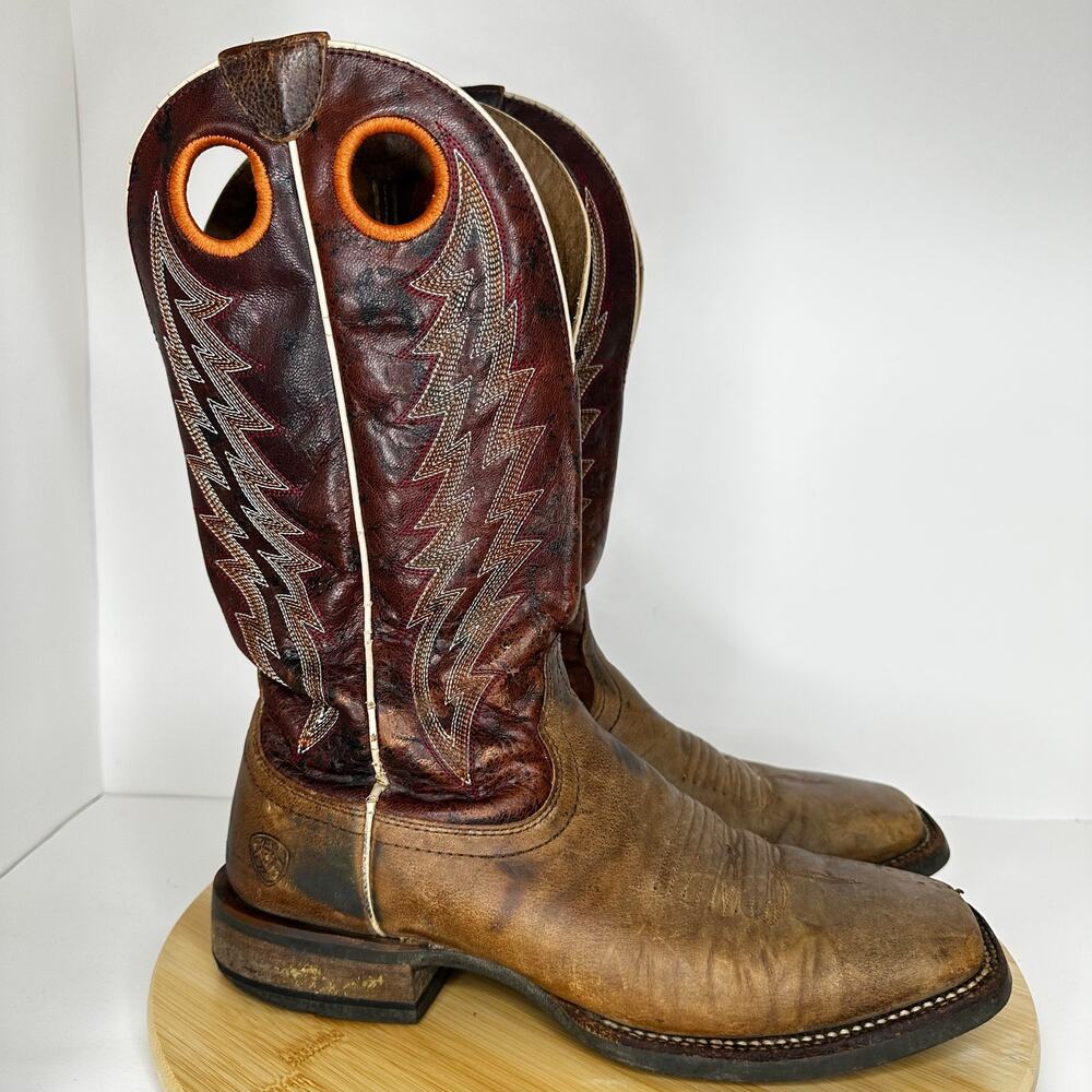 Ariat Branding Pen Western Cowboy Boots Burgundy Leather 10023128 Mens 7.5D